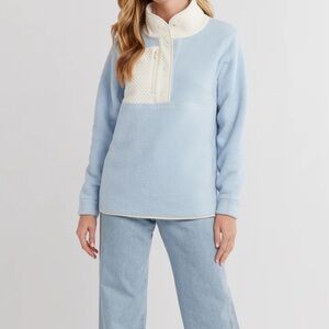 NWT Dudley Stephens Cherry Lawn Pullover in Sherpa Fleece (Ice Blue/Cream)